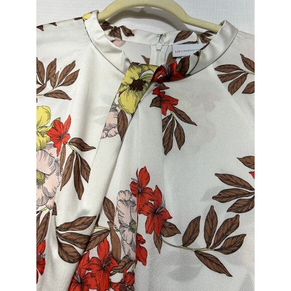 Liz Claiborne Women's Crew Neck Short Sleeve Floral Blouse Plus Size 3X - Picture 6 of 10